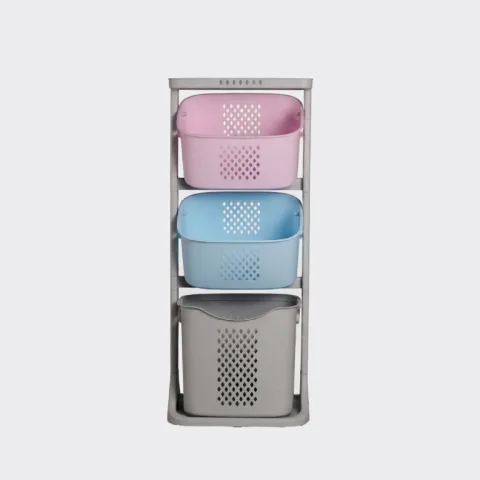 Laundry basket with 3-tier multi-purpose basket